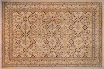 handmade Transitional Kafkaz Chobi Ziegler Lt. Tan Brown Hand Knotted RECTANGLE 100% WOOL area rug 14 x 18